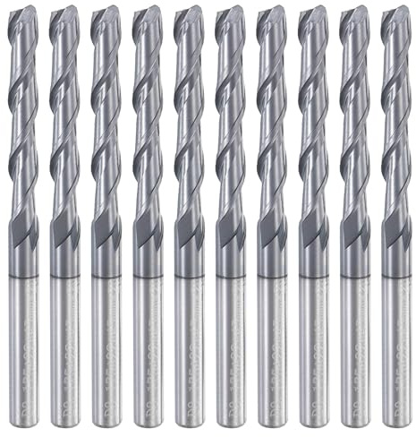 sourcing map 10 brocas de enrutador en espiral, diámetro de corte de 1/8 pulgadas de diámetro de corte ascendente de 2 flautas con revestimiento AITIN de carburo sólido con vástago de 1/8 pulgadas