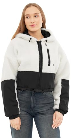 Johnny Urban Kurze Teddyjacke Damen & Herren - Carey - Cropped Unisex Sherpa Fleecejacke für Herbst & Winter - Teddy Jacke Mit Kapuze - Warme Übergangsjacke