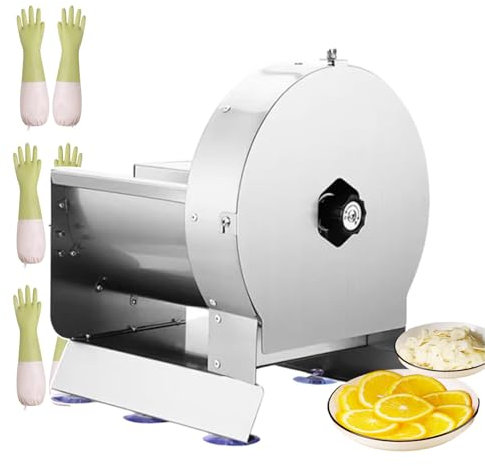 forplubossmmp Electric Vegetable Slicer, Commercial Vegetable Fruit Cutter 0~0.5inch, Professional Salad Slicer, Stainless Steel Food Slicer, with Thickness Adjuster and Non-Slip Foot Pads,round