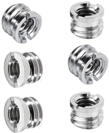 Male 3/8-16 to Female 1/4-20 Screw Convert Adapter Reducer Screw for Camera Cage Mount, Tripod, Monopod, DSLR, Flash Bracket, Threaded Light, Ballhead and etc-6Packs