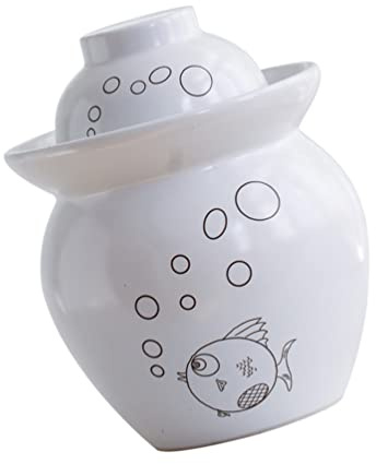 YUEKOPOU Ceramic Pickle Jar, fermentation crock, Ceramic Fermentation Jar with Water Seal Airlock Lid - Perfect for Pickling Kimchi and Sauerkraut