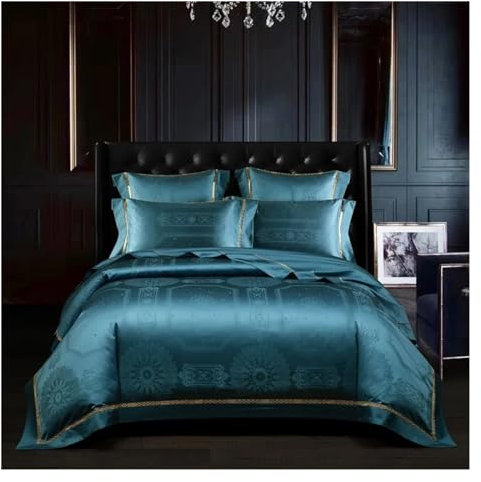 Conjunto de Ropa de Cama de Lujo de algodón de 1200tc de algodón Suave 4pcs súper King Size Size Tope dórdico sábado de sábana de Almohadilla de Almohada de Cuatro Piezas (a, Rey de sábana Ajustada