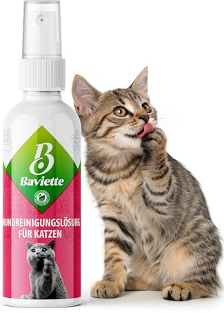 Baviette Katzenpflege– 100ml Pflegespray für die Hautpflege bei Katzen, geruchlos – Sanfte Reinigung des äußeren Hautbereichs, alkoholfrei & ohne Duftstoffe – mikrobiologisch inspirierte Pflegeformel