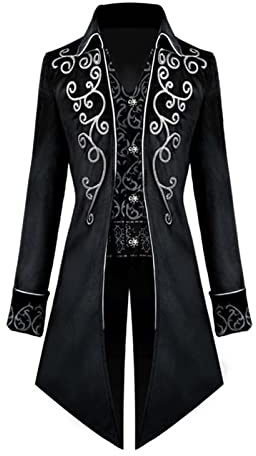 Herren Steampunk Jacke Mittelalter Mantel Gothic Retro Kleidung Renaissance Viktorianischen Vintage Gehrock Karneval Cosplay Club Fasching Party Uniform Halloween Kostüme für Erwachsene