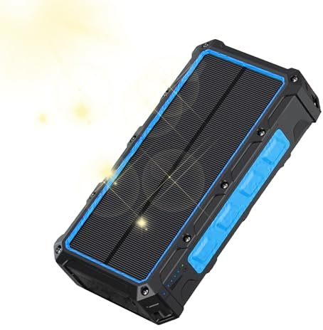Batterie externe solaire – Dispositif de chargement à manivelle avec torche LED, chargeur sans fil pliable, étanche IPX66, stockage d'énergie portable pour le camping, la randonnée et les aventures de