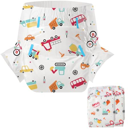 CutiePlusU Disposable Printed Nappies Sample Diaper 2 Pieces Incontinence Pads(Medium 28-38)