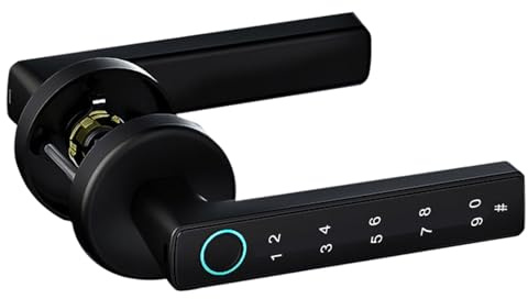 Serrure de porte à empreintes digitales, poignée de porte intelligente avec digitale/application/Code/clés, serrure à clavier électronique pour chambre coucher, maison, hôtel, bureau, a
