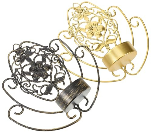 FUTUREORYY 2 Stück Teiliges Wandkerzenhalter aus Dekorativer Wandhalter für Teelichter Kreatives Hohles Design mit Goldenem und Schwarzem Muster Praktische Wandmontage für Stilvolle