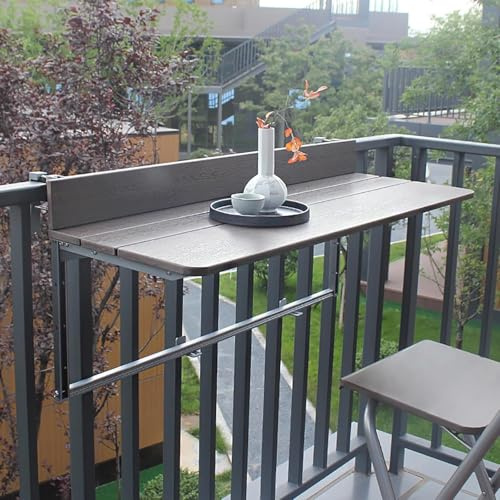 Table de balcon pliable réglable – Barre suspendue pour terrasse, patio et jardin – Idéale pour balustres et balustrades – Idéale pour les petits espaces