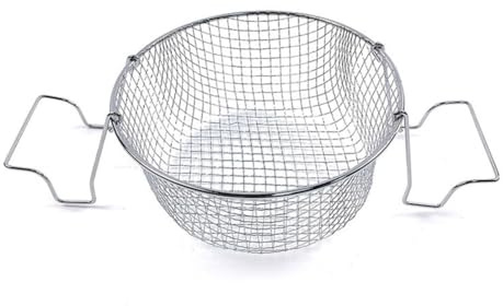 FACAIIO Cesta multifunción de acero inoxidable con asa plegable para escurrir patatas fritas, pasta y verduras, 24 cm
