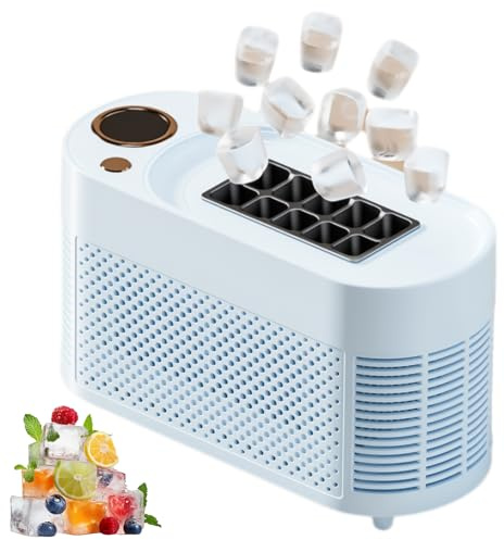 Macchina per Ghiaccio Piccola da Tavolo, Macchina per Ghiaccio Portatile da Banco da 120 W, 10 Cubetti In 10-15 Minuti, Rilascio Semplice del Ghiaccio, Pulizia Senza Sforzo, Design Silenzioso blue