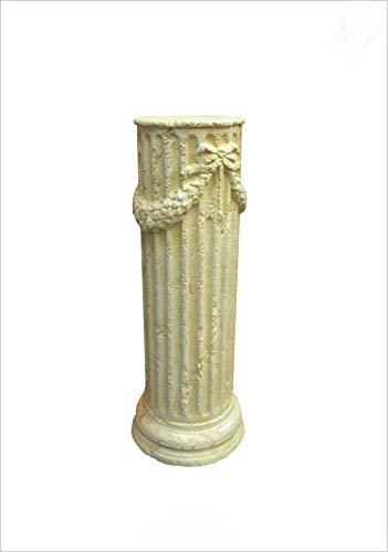 Antikes Wohndesign Griechische Blumensäule Blumenständer Säule Standsäule Creme Beige H: 68,5cm