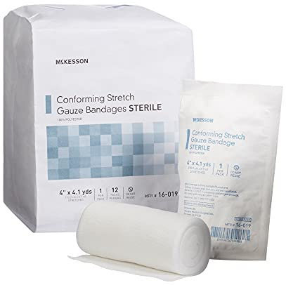 McKesson Conforming Stretch Gauze Bandages, Sterile, 4 in x 4 1/10 yd, 12 Count