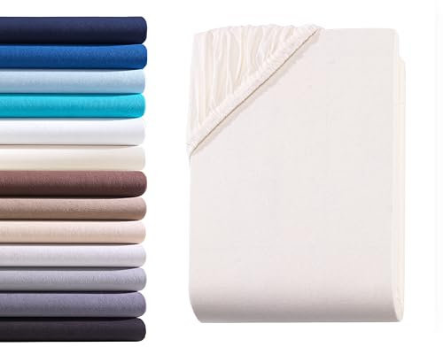 Exclusive Topper-Spannbettlaken | Bettlaken mit extra starkem Stoff 160 g/m² | Ideal für Boxspringbetten und Topper | OEKO-TEX® MADE IN GREEN | Split-Topper 10cm Steghöhe | 180/200x200 cm Natur