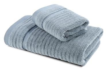 Caleffi – Juego de Toallas Baño 100% Algodón – Set 2 Piezas: 1 Toalla Lavabo 50x100 cm + 1 Toalla Invitado 40x60 cm – Suaves, Absorbentes y Lavables - Toallas Baño Completo - Ducha