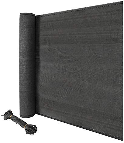 Laneetal Zaunblenden Schattiergewebe 150 g/m², Sichtschutz Windschutz Staubschutz Schattierwert mit Befestigungsschnur, für Garten Balkon Sportplatz Gelände, Anthrazit, 1x10m