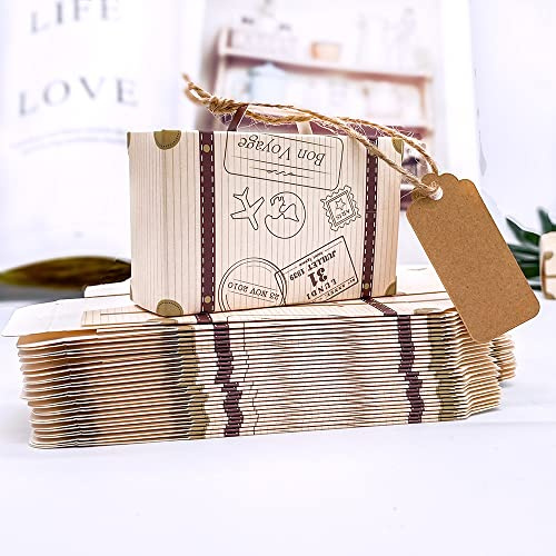 Raguso 50Pcs/Set Mini Koffer Favor Box Neuartige Candy Box Vintage Kraftpapier Box Karton Candy Geschenkbox f¨¹r Hochzeit Geburtstag Dekoration