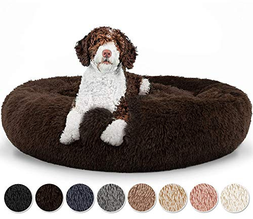 Yurun Hundebett, Tierbett Katzenbett Hundesofa Katzensofa, Waschbar Hundebett flauschig rund Hundekissen für große und extra große Hunde - Braun 120x120x20cm