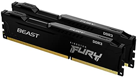 Kingston FURY Beast Negro 16GB (2x8GB) 1600MHz DDR3 CL10 Memoria para Ordenadores de sobremesa Kit de 2 KF316C10BBK2/16