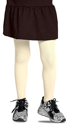 LORES flickor barn enkla tights fotad balett dans skola 40 denier ogenomskinlig [Tillverkad i Italien], Ecru, 3-4 År