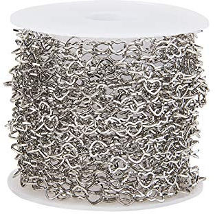 Airssory 5 m (16,4 fot) oavslutade tvärskedjor i rostfritt stål dekorativa hjärtkedjor lödda för halsband armband smyckestillverkning – 4 mm