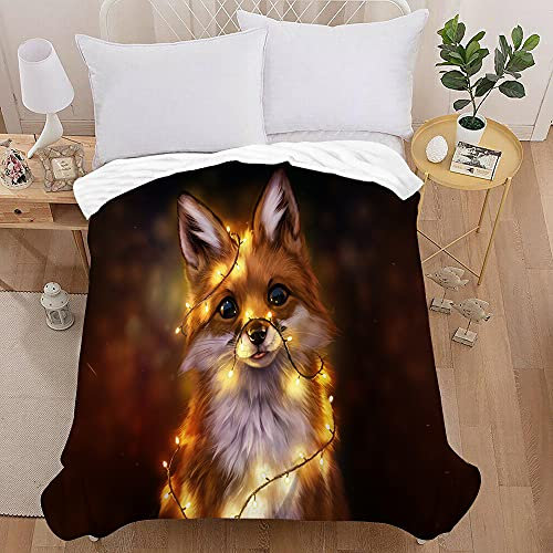 Plaid Couverture Polaire en Flanelle, Treer 3D Animal Imprimé Couverture de Canapé Jeté de Lit Couverture de Voyage Douce et Chaude pour Adultes et Enfants (Renard,150X200cm)