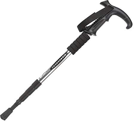 SlimpleStudio Wanderstock Vierabschnitte T-Griff Ultralight Trekking Pole Aluminiumlegierung Teleskop-Spazierstock Outdoor Walking Stick-Silber Trekkingstöcke (Color : Silver)