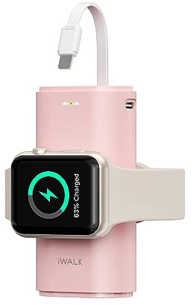 iWALK Chargeur Portable Apple Watch, Batterie Externe 9000mAh avec Câble Intégré pour iPhone 14/13/12/11/X/7/6s, Compatible Séries 8/7/6/Se/5/4/3/2