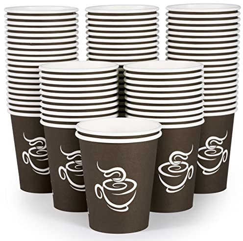 LITOPAK 400 Pack 8 oz Paper Cups, Brown Disposable Hot Coffee Cups for Party, Picnic, Travel, and Events