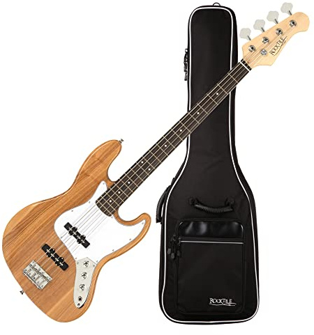 Rocktile Pro JB-30PR Ashwood E-Bass Set inkl. Gigbag - Jazz-Style E-Bass - Body: Esche, Hals: Ahorn - Griffbrett: Engineered Wood - 2 Single-Coil Tonabnehmer - Spar-Set inkl. Gigbag - Natur