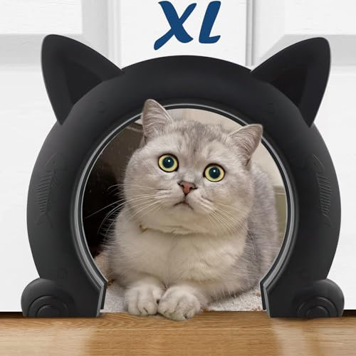 Wordcam XL Große Katzentür Innentür, Indoor Cat Door für den Innenbereich für alle Katzen, Haustiertüren für Katzen, Kätzchen und kleine Hunde (Schwarz)