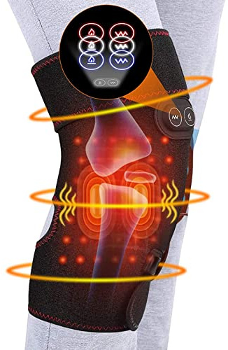 Masseurs de Genou Bandage de Genou à Vibration Chauffante, Bandage de Compression de Bandage de Cuisse, Bandage de Genou Chauffant avec Massage Moteur pour Thérapie par le Froid Chaud(EU)