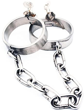 ROLOL Schwere Edelstahl Handgelenk Handschellen Fußfesseln Würgen Neck Kragen Kette Imprison Schäkel Restraint Schloss -Handschellen (Color : Female)