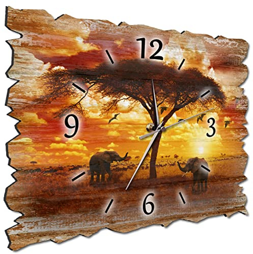 Bilder-Manufaktur BM Holz Funk Quarz Quarzwanduhr Wanduhr Funkwanduhr Funkwanduhren Funkuhr Funkuhren kein Ticken lautlos geräuschlos leise ohne Tickgeräusche groß XXL H3b-10246-funk