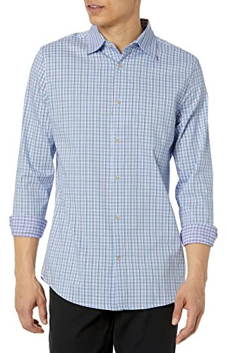 Amazon Essentials Hombre Camisa de Vestir Elástica de Manga Larga, Corte Estándar y Resistente a Las Arrugas