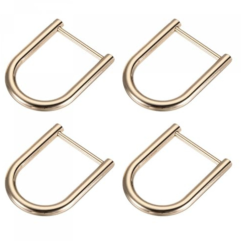 METALLIXITY Horseshoe D-Rings (27mm) 4pcs, Screw-in U-shaped Buckles Shackle - for Car Keys Keychain Bags Leather Crafts, Light Gold