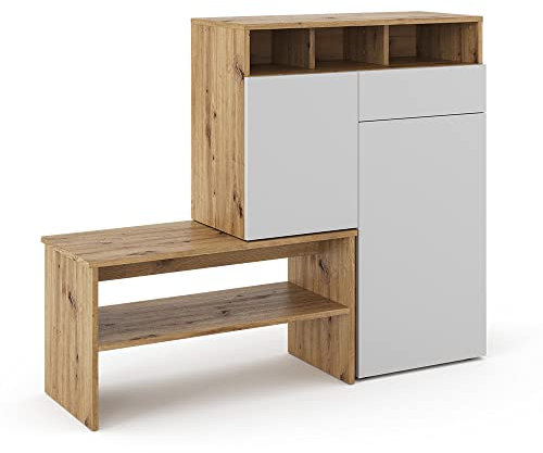 Vicco Schuhschrank Selena, Schuhregal, Eiche/Weiß, 125 x 102 cm