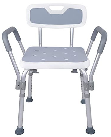 PTHTBL Sedia da Doccia seggiolino da Bagno per vano da Bagno Interno con Braccia e Sgabello da Bagno con Vasca Posteriore per Anziani Anziani e disabili,Bianca