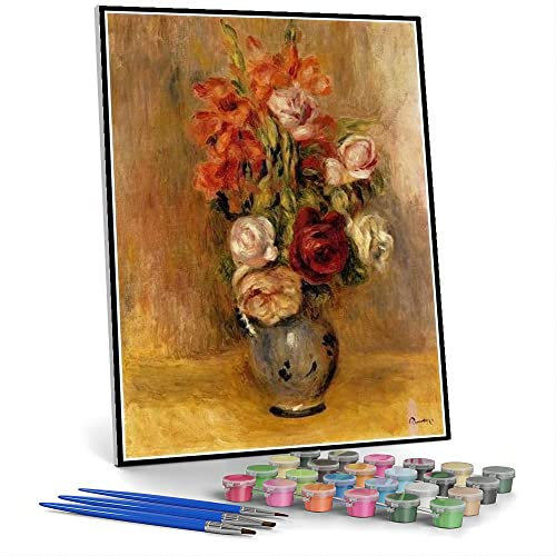 DIY Malsets für Erwachsene Vase von Gladiolen und Rosen 1909 Malen von Auguste Renoir DIY Malen nach Zahlen Kits auf Leinwand