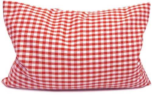 Lavendelblüten Duftkissen Kräuterkissen 30x20cm rot-weiß + Bio-Inlett - 100% naturrein. Lavendel + Bio-Dinkelspelz