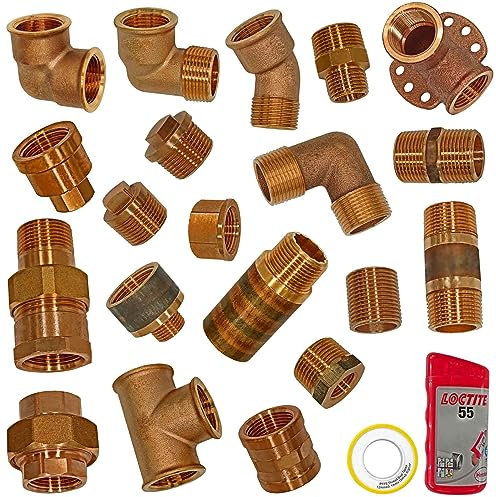 Rotguss Fittings alle Sorten | 3/8 bis 2 Zoll | Zubehör Gewindefittings Fitting Winkel Muffe T-Stück DVGW kein Messing > Rohrnippel durchgehend AG (G) 1 (Rohr-Zoll)