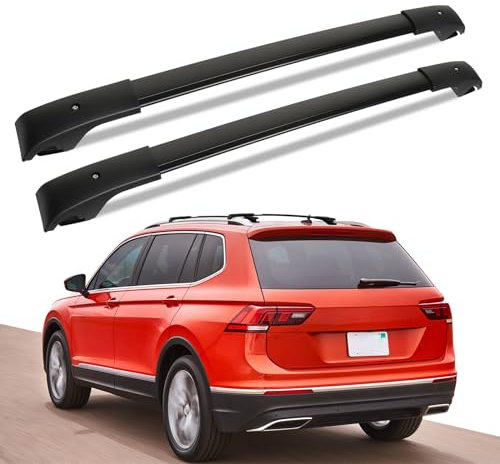YUEGOO 2 Stück Auto Dachträger Gepäckträger Relingträger für VW Tiguan 2018-2023, Autodachträger Querstangen aus Aluminium für Fahrradträger, Dachboxen, Skihalter