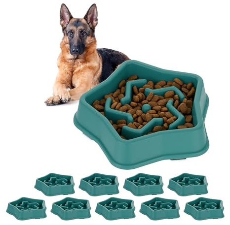 Relaxdays 10 x Anti Schling Napf, Futternapf für Hunde, 600 ml, langsames Fressen, Hundenapf spülmaschinenfest, Fressnapf, türkis