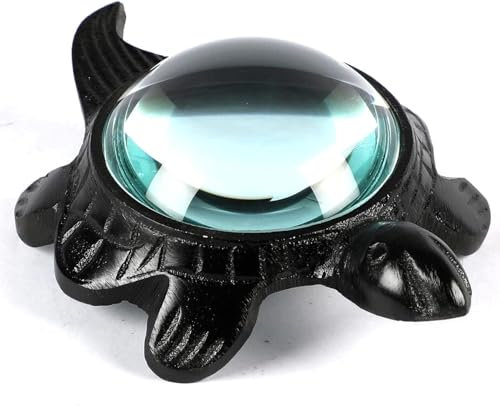 Decorative Turtle Magnifier Paperweight – 10X Zoom Antique Silver, Ideal for Reading, Vintage Desk Accessory, Perfect Office & Home Décor Piece (Black)