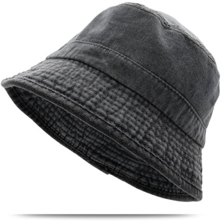 YAMEE Unisex Denim Packable Bucket Hat Damen Fischerhut Atmungsaktiver Sommer Sonnenhut mit UV-Schutz Schwarz