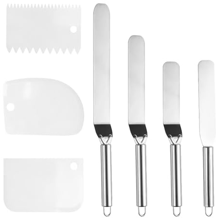 3 Espátulas de Pastelería - 1 Recta, 3 Pequeñas - Utensilios de Cocina de Acero Inoxidable para Tartas