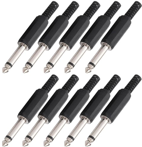 Greluma 10 stück 1/4 mono TS klinkenstecker, löt typ 6,35mm männlich stecker adapter für lautsprechergitarrenkabel,patchkabel,XLR kabel