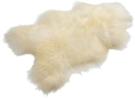 Decorating Sheepskins premium naturlig vit Island, lammskinn äkta vit 120–130 cm, luktfritt, fårskinn äkta stor, mjuk och fluffig, pälsmatta, päls för stolar, lammskinn, fårskinn
