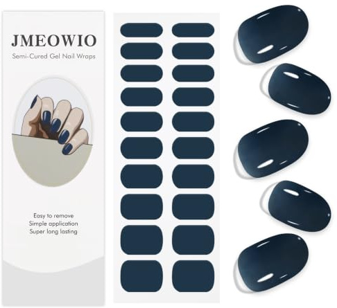 JMEOWIO Nagelfolie Dunkelblau Gel Nail Nagelfolien Selbstklebend Nagelsticker Uv Härtend Dekoration Nageldesign Zubehör