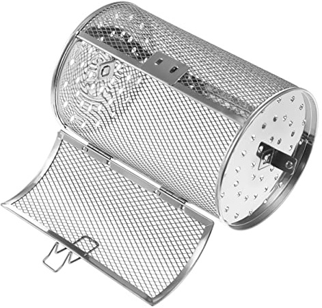 OFFSCH Drehspießkorb aus Edelstahl, Ofenkäfig zum Braten, Silber | Drehspieß für Backofen, 360° Drehbar, Hitzebeständig, Mehrzweck für Getrocknete Früchte und Nüsse